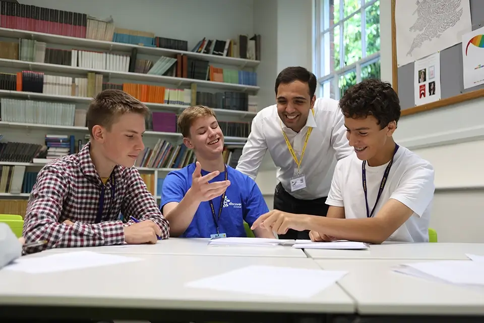 Teacher with students